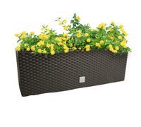 (Umber, L395mm x W185mm) Rectangle Hanging Flowerpot Planter Fence Pot Basket Rattan Look Plastic Hooks