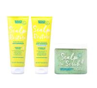 Umberto Giannini Scalp Rescue Kit, Vegan & Cruelty Free Scalp Restore Shampoo, Conditioner & Scalp Scrub Bundle, 3 Pack
