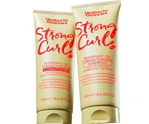 Umberto Giannini Strong Curls Rosemary Oil Strengthening Shampoo & Conditioner Duo 250ml x 2 - With Biotin - Sulphate Free + Vegan