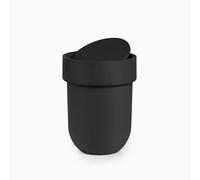 Umbra Touch Waste Can, Small 1.6 Gallon Trash Can with Lid, Swing Lid Waste Basket, Garbage Can with Lid for Washroom/Bathroom, Soft Touch, Black