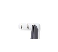 Umbra 3 Flip Wall Mounted Floating Rack - Modern, Sleek, Space-Saving Hanger with Retractable Hooks to Hang Coats, Scarves, Purses and More, White, 3