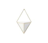 Umbra Trigg Hanging Planter Vase & Geometric Wall Decor L, White/Brass