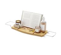Umbra Aquala Bathtub Caddy Bamboo Extendable and Adjustable Tray Holder, Natural Finish