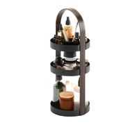 Umbra Bellwood Caddy, Organizer for Makeup and Cosmetics, Durable Rotating Container with Wooden Handle, Large, Black/Walnut