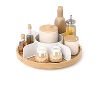 Umbra Bellwood Lazy Susan Turntable Countertop Organizer, Revolving Cupboard Spice Rack Condiment Holder, White/Natural