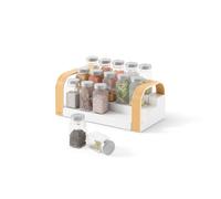 Umbra Bellwood Expandable Spice Rack Shelf, 3-Tier Shelf Kitchen Organizer, White/Natural
