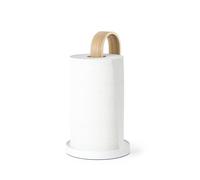 Umbra Bellwood Paper Towel Holder, Wooden with Weighted Base, White/Natural | Freestanding design, protects countertops, easy one-hand use, renewable poplar wood, matches collection