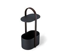 Umbra Bellwood Side Table with Storage and Cable Management, Black/Walnut | Built-in cable management, keeps cords tidy, organized charging area