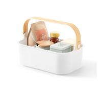 Umbra Bellwood Stackable Storage Bin Multipurpose Caddy Organizer 11 x 7 in White/Natural
