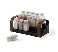 Umbra Expandable Spice Rack Shelf, 3-Tier Shelf Kitchen Organizer, Black/Walnut