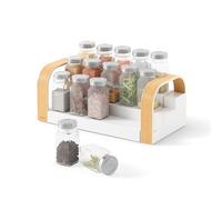 Umbra Bellwood Expandable Spice Rack Shelf, 3-Tier Shelf Kitchen Organizer, White/Natural