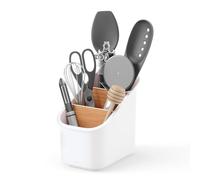 Umbra Bellwood Utensil Holder Kitchen Storage Organizer with Removeable Dividers, White/Natural