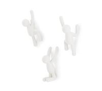 Umbra 318165-660 Buddy Wall Hooks - Decorative Wall Mounted Coat Hooks, Set of 3, White, 10 Inch L x 7.5 Inch W x 3 Inch H