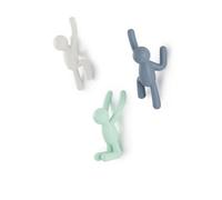 Umbra Buddy Matt White/mint/blue Abs Plastic Round Triple Hook (H)71.12mm (W)81.28mm, Pack Of 3