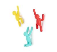 Umbra Buddy Wall Hooks, Decorative Wall Mount Coat Hooks, Set of 3, Multi-Color