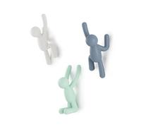 Umbra Buddy Wall Hooks ? Decorative Wall Mounted Coat Hooks for Hanging Coats, Scarves, Bags, Purses, Backpacks, Towels and More, Set of 3, Light