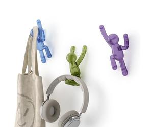 Umbra Buddy Wall Hooks, Drill-Free Pin-Point Coat Hooks, Gem Multi | Holds 5 lbs, installs without damage, versatile storage solution, colorful accent piece, recycled plastic, set of 3