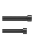 Umbra Cappa 1” Adjustable Double Curtain Rod for Windows - 36 to 66” Drapery Rod, Brushed Black