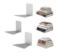 Umbra Conceal Floating Bookshelf, Metal Wall Shelf, Set of 3, Large, Silver | Powder coated steel, holds 15 lbs each, displays decor or plants, includes mounting hardware