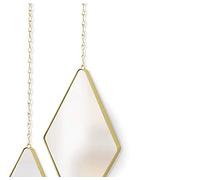 Umbra Dima Mirrors, Trio of Decorative Diamond Shaped Mirrors for Wall - Apartment Décor/Wall Art, Matte Brass, Set of 3, 29 x 18 x 1.5 cm