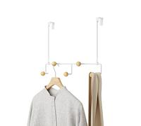 Umbra Estique Over the Door Organizer, 5-Hook Steel, Small, White/Natural | Holds coats bags and hats, no tools needed, slim profile, entryway or closet use