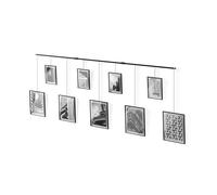 Umbra Exhibit Gallery Picture Frames, Adjustable Wall, Set of 9, Black | Steel, movable hanging rods, holds 8x10 and 5x7 sizes, minimal screw holes, mounting hardware included