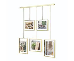 Umbra Exhibit Picture Frame Gallery Set, Adjustable Collage Display for 5 Photos, Prints, Artwork and More, Holds two 4x6" and three 5x7" Photos,