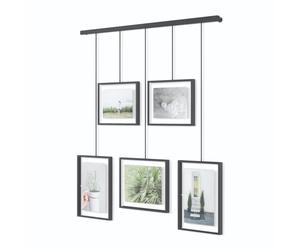 Umbra Exhibit Picture Frame Gallery Set, Adjustable Collage Display for 5 Photos, Prints, Artwork and More, Holds two 4 x 6" and three 5 x 7" Photos,