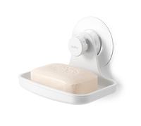 Umbra Flex Soap Dish, Adhesive Wall Mount Bathroom Shower, White | Drainage holes prevent pooling, rust proof design, fits tiles drywall concrete, recycled plastic