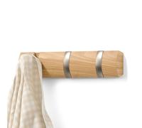 Umbra Flip 3-Hook Wall Mounted Coat Rack, Modern, Sleek, Space-Saving Coat Hanger with 3 Retractable Hooks to Hang Coats, Scarfs, Purses and More,