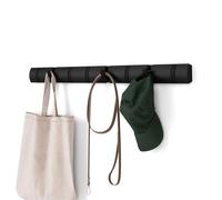 Umbra Flip 8-Hook Wall Mounted Coat Rack, Modern, Sleek, Space-Saving Coat Hanger with 8 Retractable Hooks to Hang Coats, Scarfs, Purses and More, Black