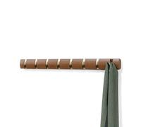 Umbra Flip 8-Hook Wall Mounted Coat Rack, Modern, Sleek, Space-Saving Coat Hanger with 8 Retractable Hooks to Hang Coats, Scarfs, Purses and More, Light Walnut/Warm Gold