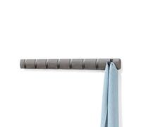 Umbra Flip 8-Hook Wall Mounted Coat Rack, Modern, Sleek, Space-Saving Coat Hanger with 8 Retractable Hooks to Hang Coats, Scarfs, Purses and More, Grey/Pewter