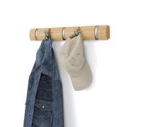 Umbra Flip 5-Hook Wall Mounted Coat Rack, Modern, Sleek, Space-Saving Coat Hanger with 5 Retractable Hooks to Hang Coats, Scarfs, Purses and More, Natural, Natur