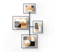 Umbra Flute Metal Wall Gallery Frame - Modern Black Multi-Photo Display for 2 (20 x 25 cm) & 2 (13 x 18 cm) Pictures