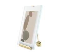 Umbra Flute Picture Frame, Ribbed Glass Tabletop, 5x7 Inch, Brass | Fluted glass border catches light, metal easel back, standard photo sizes, dresser shelf or desk display