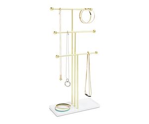 Umbra Hanging Jewelry Organizer, White, Brass