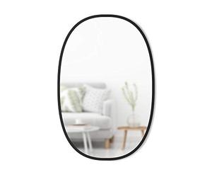 Umbra Hub 24 x 36” Oval Wall Mirror With Rubber Frame, Modern Room Decor for Entryways, Washrooms, Living Rooms and More, Black