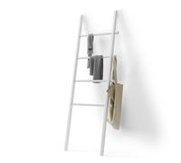 Umbra Hub Clothes Ladder, Freestanding Towel Ladder and Coat Rack with Four Rungs and Hooks, White, One Size