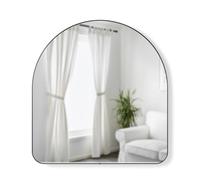 Umbra Hubba Arched Wall Mirror, Metal Frame, 34x36 Inch, Titanium | Slim plated frame, arch shape adds height, for entryway vanity or bedroom, mounting hardware included