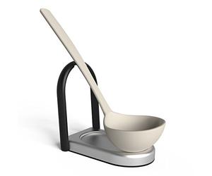 Umbra Laydle Spoon Rest, Ladle Stand, and Utensil Holder, Folds for Compact Storage, Black/Nickel