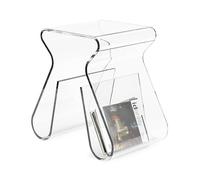 Umbra Magino Side Table, End Table Stool with Magazine Storage, Clear | Acrylic, thick and durable, shatter resistant, fits small spaces, 200 lbs capacity
