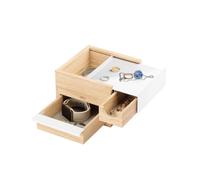 Umbra Mini Stowit Jewelry Box - Modern Keepsake Storage Organizer with Hidden Compartment Drawers for Ring, Bracelet, Watch, Necklace, Earrings, and Accessories, White/Natural