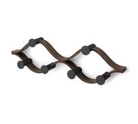 Umbra Montage Coat Rack, Wall Mounted 6 Hooks, Black/Walnut | Birch wood construction, 30 lb total capacity, 5 lb each, renewable sources