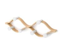 Umbra Montage Coat Rack, Wall Mounted 6 Hooks, White/Natural | Birch wood construction, 30 lb total capacity, 5 lb each, renewable sources
