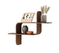 Umbra Montage Floating Wall Shelf Display Case, Made of Natural Bent Wood, Light Walnut