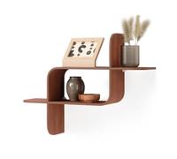 Umbra Montage Floating Wall Shelf, Wood Wall Mount Display Case, Walnut | Rubberwood construction, mounts horizontally or vertically, holds up to 15 lbs, use in any room, renewable source