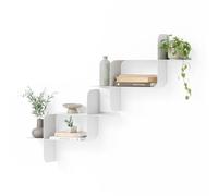 Umbra Montage Wall Shelves, Steel Set of 2, 64x48x16 cm, White | Geometric painted frames, mount horizontal or vertical, holds 6,8 kg per set, for books plants and decor