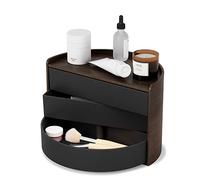 Umbra Moona Jewelry Box, Decorative and Functional Organizer for Smaller Accessories, Perfume, Small Plants and Other Items, Black/Walnut