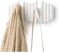 Umbra Picket Wall-Mounted Coat Rack Rail Hook with 5 Retractable Wood Pegs -